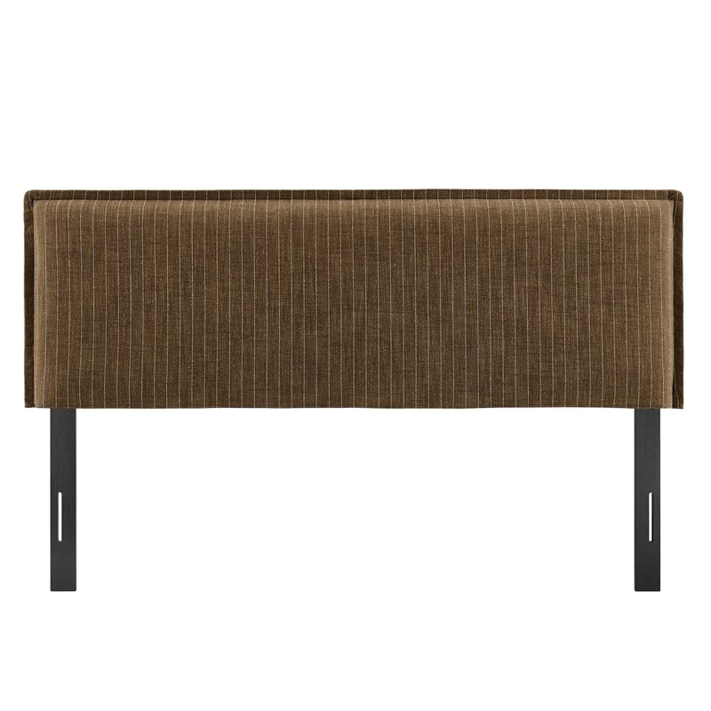 Camille Striped Linen Blend Queen Size Headboard in Earth Stripe