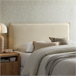 Camille Striped Linen Blend Queen Size Headboard in Oatmeal Stripe