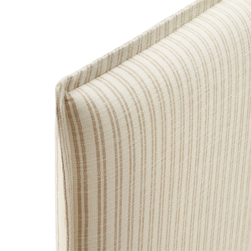 Camille Striped Linen Blend Queen Size Headboard in Oatmeal Stripe