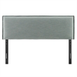 Camille Striped Linen Blend Queen Size Headboard in Spa Blue Stripe