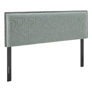 Camille Striped Linen Blend Queen Size Headboard in Spa Blue Stripe