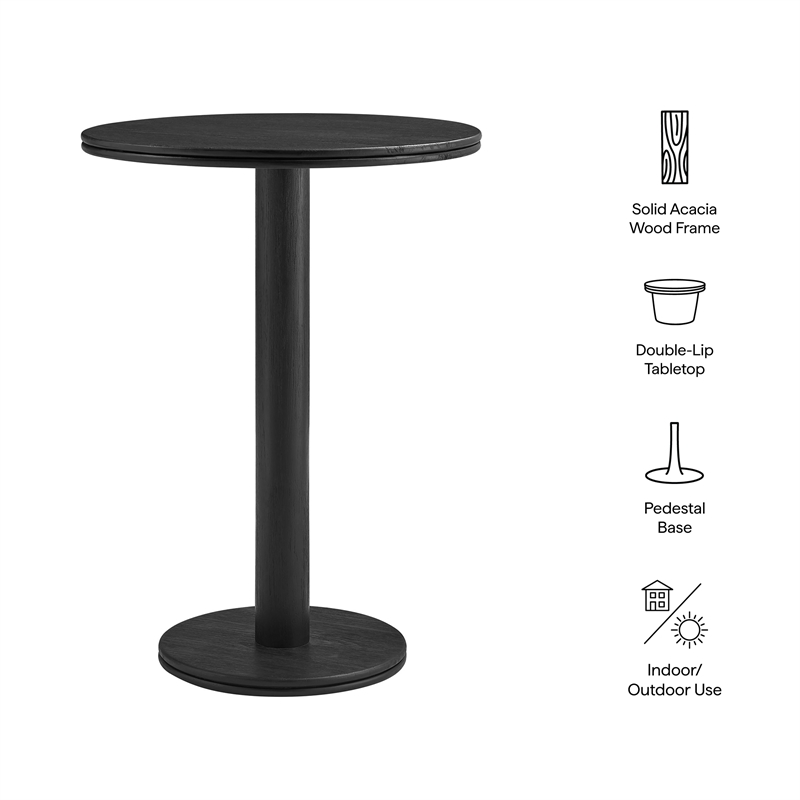 Neo 31 Inch Round Indoor - Outdoor Patio Wood Bar Table in Black