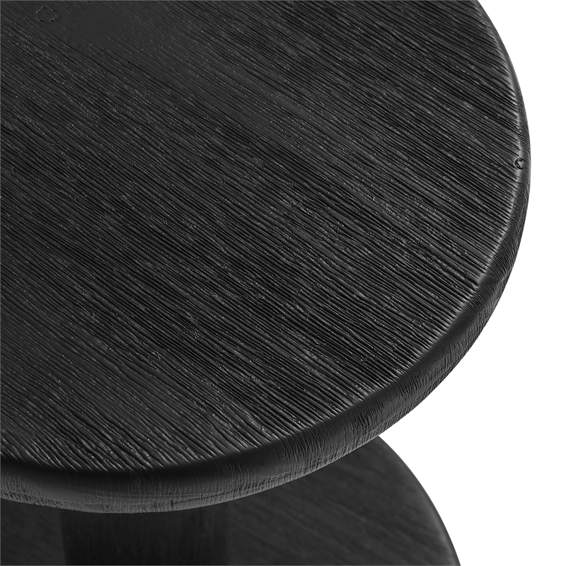 Neo 15 Inch Round Indoor - Outdoor Patio Wood Bar Stools in Black