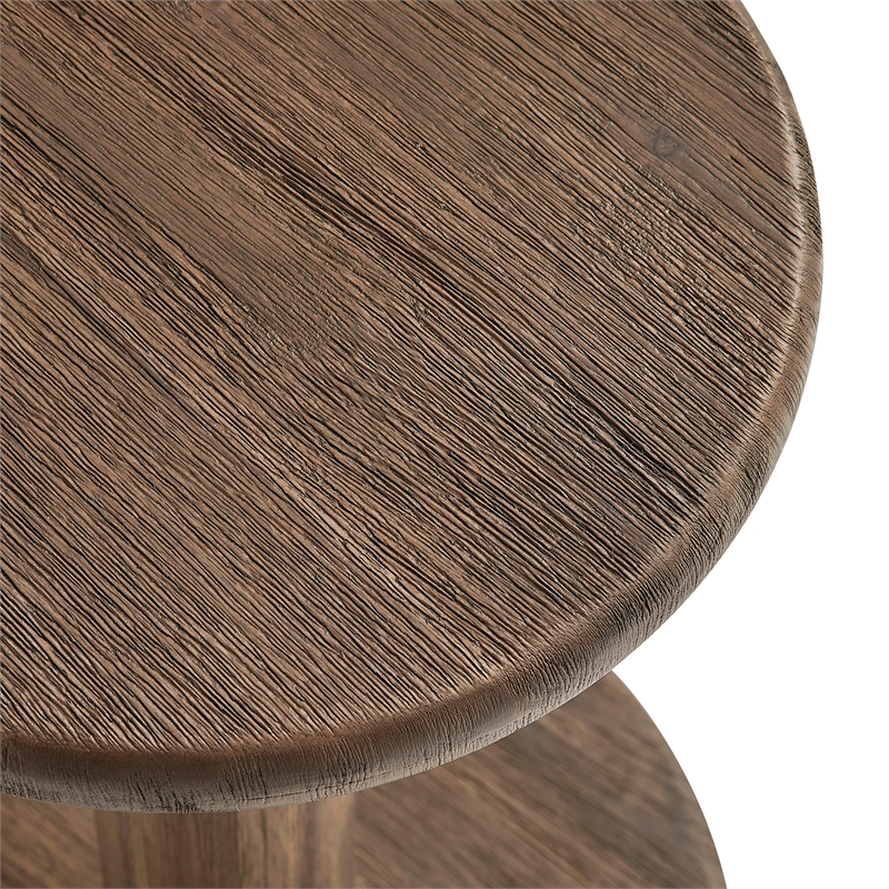 Neo 15 Inch Round Indoor - Outdoor Patio Wood Bar Stools in Cocoa Brown