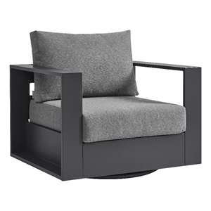 Tahoe Outdoor Powder-Coated Aluminum Swivel Armchair in Gray Charcoal