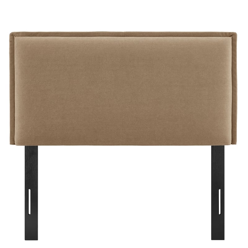 Camille Upholstered Linen Blend Twin Size Headboard in Almond
