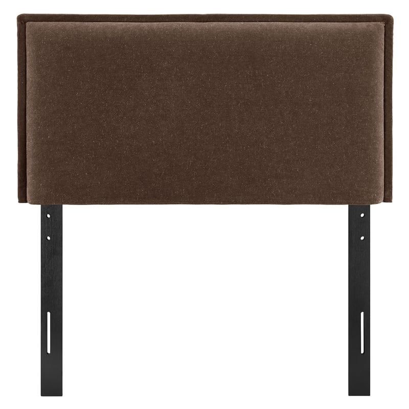 Camille Upholstered Linen Blend Twin Size Headboard in Cocoa
