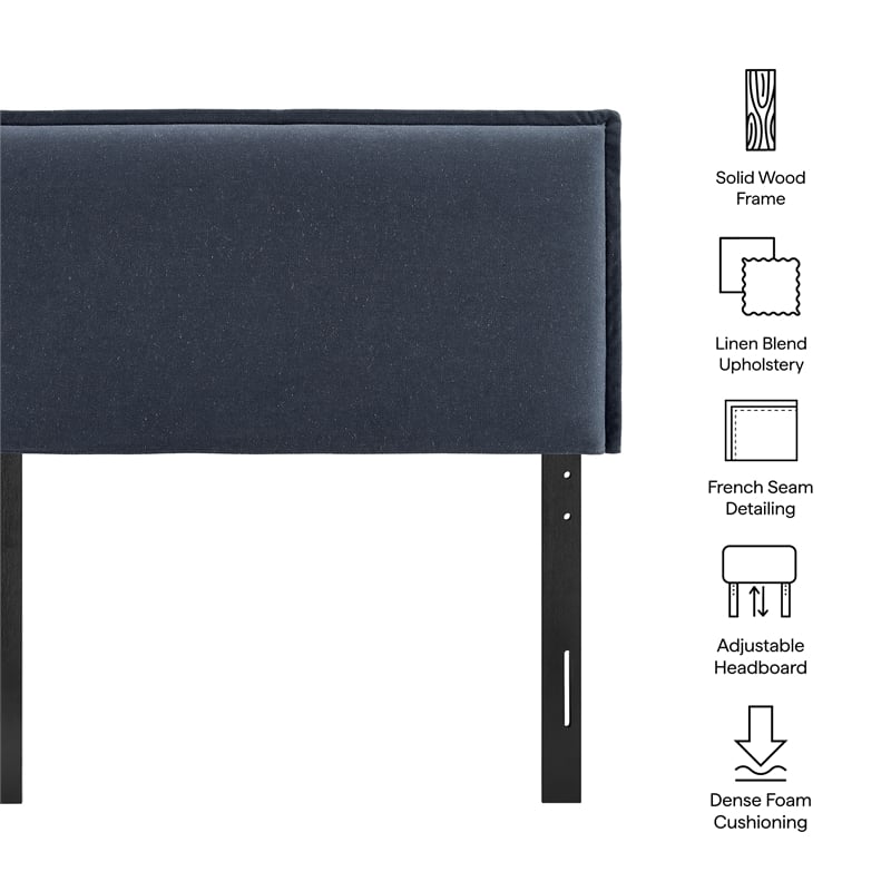 Camille Upholstered Linen Blend Twin Size Headboard in Denim
