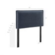 Camille Upholstered Linen Blend Twin Size Headboard in Denim