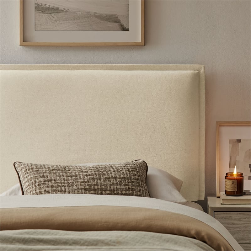 Camille Upholstered Linen Blend Twin Size Headboard in Linen