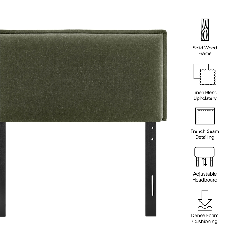 Camille Upholstered Linen Blend Twin Size Headboard in Sage