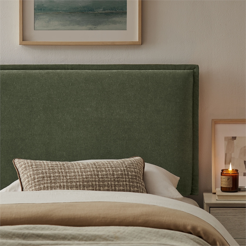 Camille Upholstered Linen Blend Twin Size Headboard in Sage