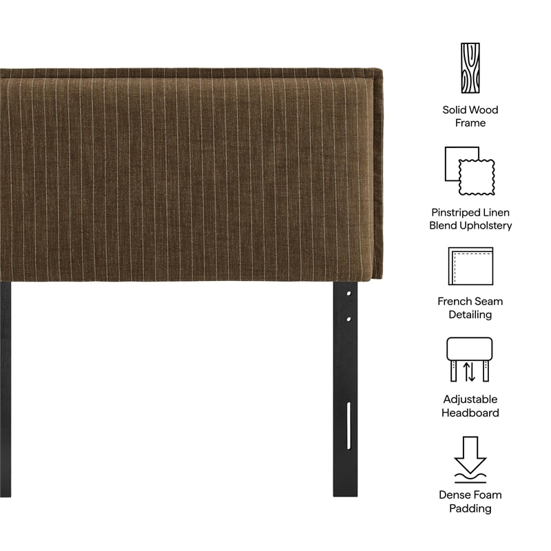 Camille Striped Linen Blend Twin Size Headboard in Earth Stripe