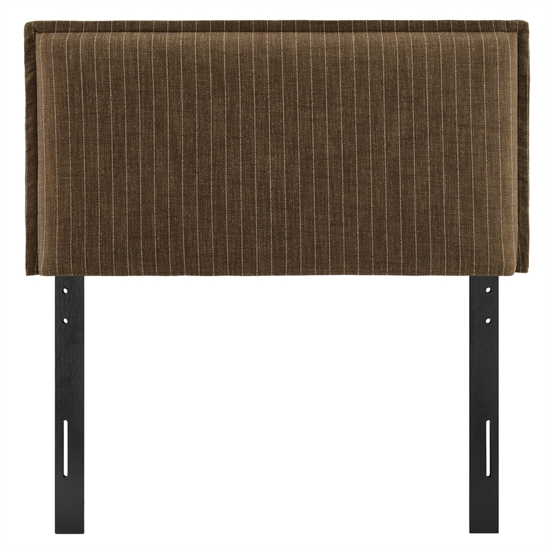 Camille Striped Linen Blend Twin Size Headboard in Earth Stripe