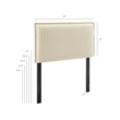 Camille Striped Linen Blend Twin Size Headboard in Oatmeal Stripe