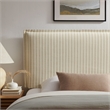 Camille Striped Linen Blend Twin Size Headboard in Oatmeal Stripe