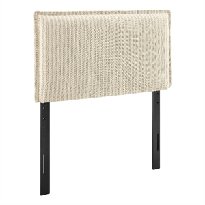 Camille Striped Linen Blend Twin Size Headboard in Oatmeal Stripe