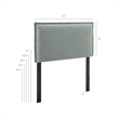 Camille Striped Linen Blend Twin Size Headboard in Spa Blue Stripe