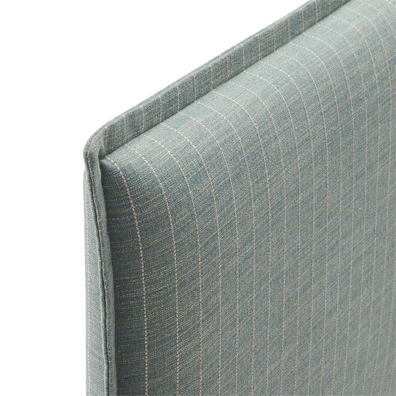 Camille Striped Linen Blend Twin Size Headboard in Spa Blue Stripe
