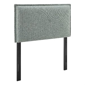 Camille Striped Linen Blend Twin Size Headboard in Spa Blue Stripe