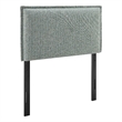 Camille Striped Linen Blend Twin Size Headboard in Spa Blue Stripe