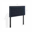 Camille Checkered Linen Blend Twin Size Headboard in Denim Windowpane Check