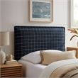 Camille Checkered Linen Blend Twin Size Headboard in Denim Windowpane Check