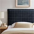 Camille Checkered Linen Blend Twin Size Headboard in Denim Windowpane Check