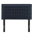Camille Checkered Linen Blend Twin Size Headboard in Denim Windowpane Check