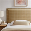 Camille Checkered Linen Blend Twin Size Headboard in Hemp Windowpane Check