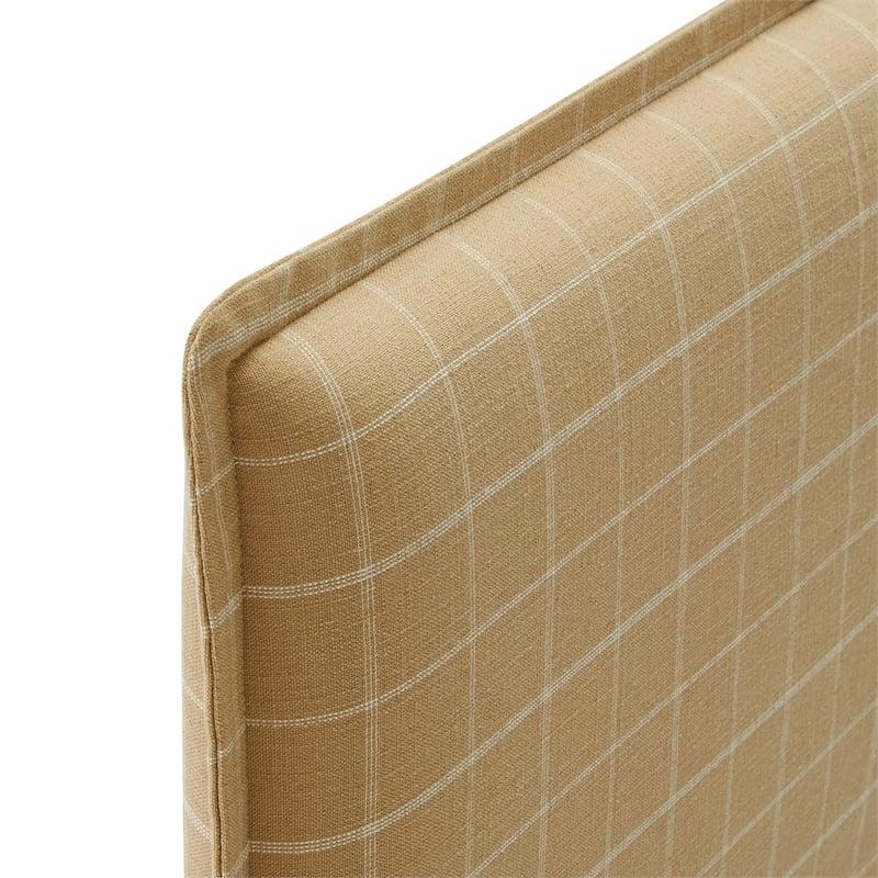 Camille Checkered Linen Blend Twin Size Headboard in Hemp Windowpane Check