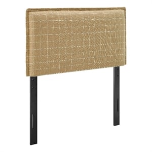 Camille Checkered Linen Blend Twin Size Headboard in Hemp Windowpane Check
