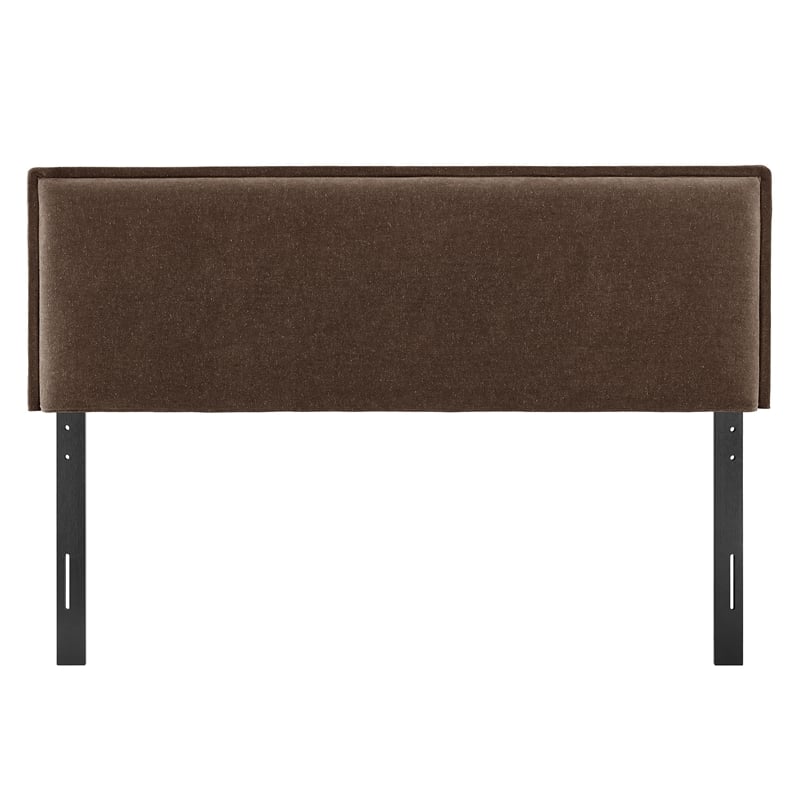 Camille Upholstered Linen Blend Full Size Headboard in Cocoa
