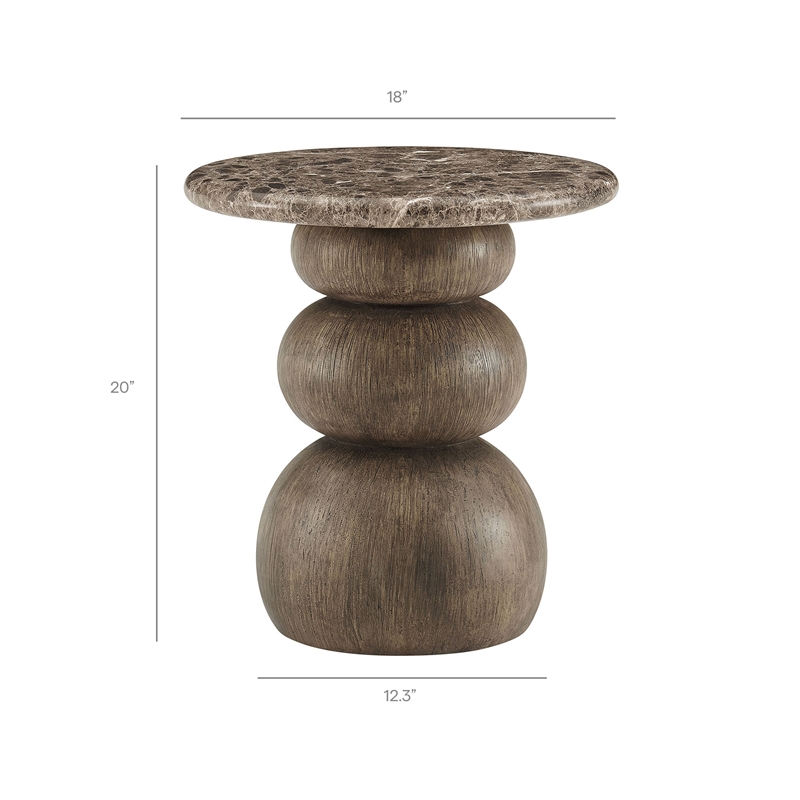 Pietra Indoor Outdoor Round Side Table in Dark Emperador Marble