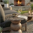 Pietra Indoor Outdoor Round Side Table in Dark Emperador Marble