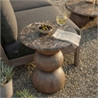 Pietra Indoor Outdoor Round Side Table in Dark Emperador Marble