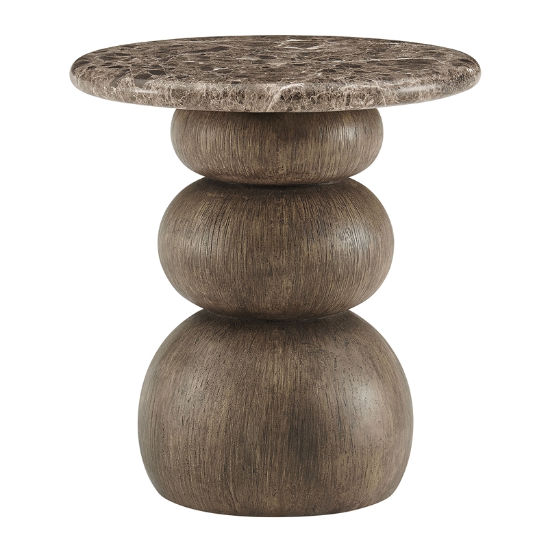 Pietra Indoor Outdoor Round Side Table in Dark Emperador Marble