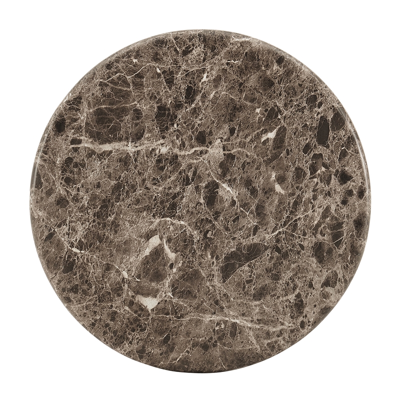 Pietra Indoor Outdoor Round Side Table in Dark Emperador Marble
