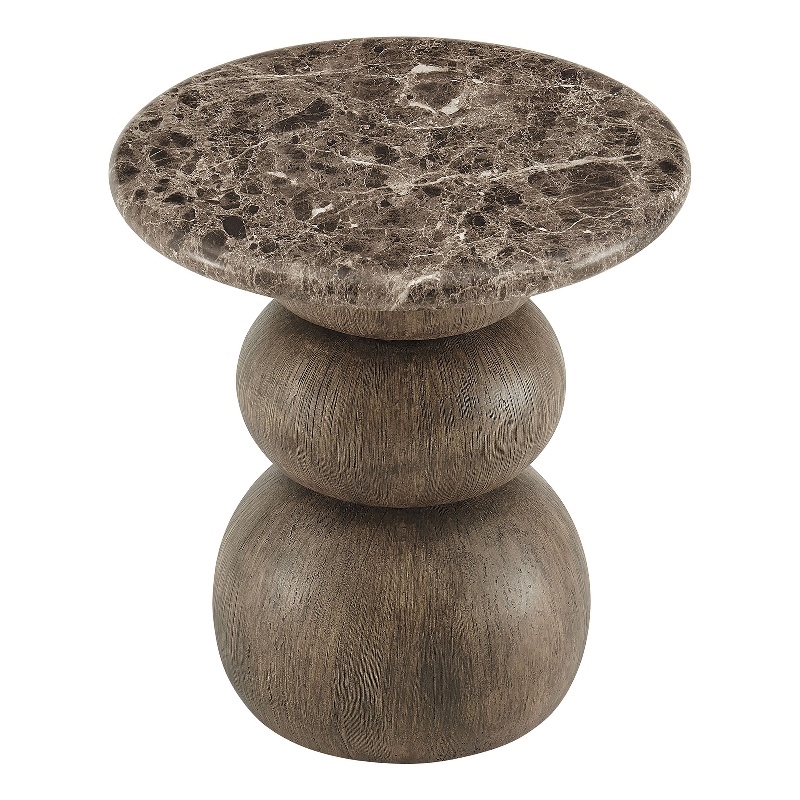 Pietra Indoor Outdoor Round Side Table in Dark Emperador Marble