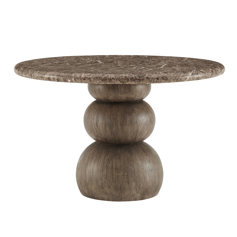 Pietra Indoor Outdoor Round Dining Table in Dark Emperador Marble