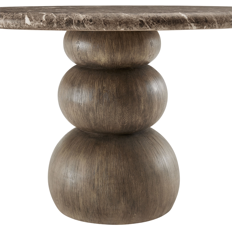 Pietra Indoor Outdoor Round Dining Table in Dark Emperador Marble