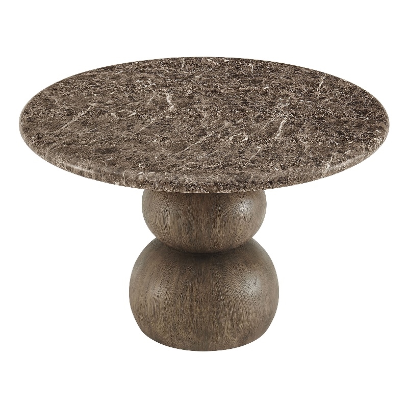 Pietra Indoor Outdoor Round Dining Table in Dark Emperador Marble