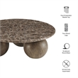 Pietra Indoor Outdoor Round Coffee Table in Dark Emperador Marble