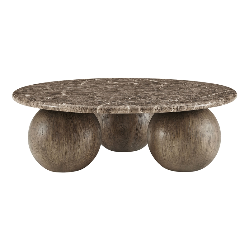 Pietra Indoor Outdoor Round Coffee Table in Dark Emperador Marble