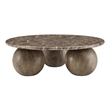 Pietra Indoor Outdoor Round Coffee Table in Dark Emperador Marble