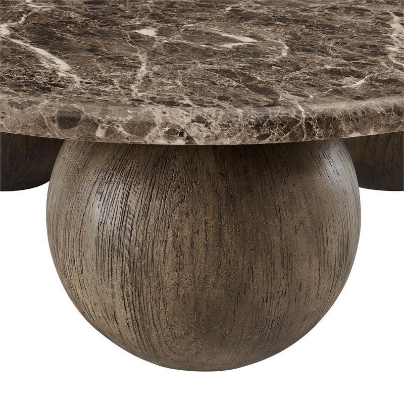 Pietra Indoor Outdoor Round Coffee Table in Dark Emperador Marble