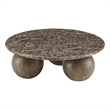 Pietra Indoor Outdoor Round Coffee Table in Dark Emperador Marble