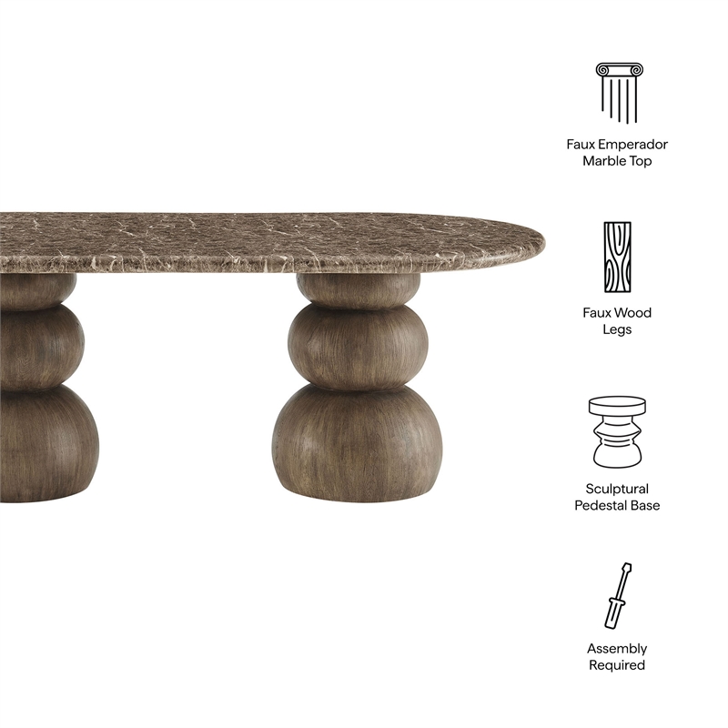 Pietra Indoor Outdoor Oval Dining Table in Dark Emperador Marble