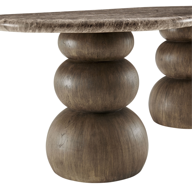Pietra Indoor Outdoor Oval Dining Table in Dark Emperador Marble