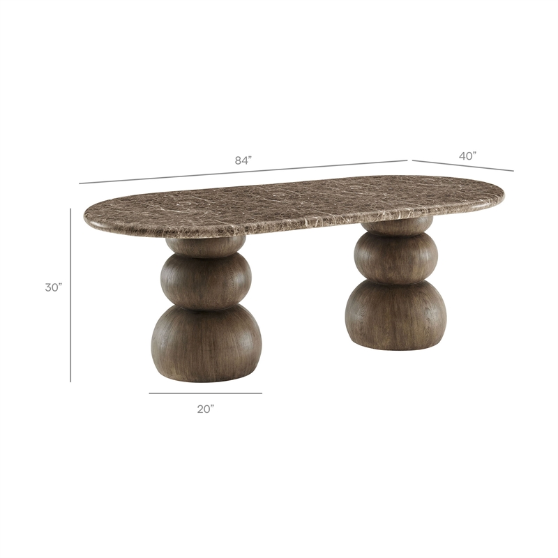 Pietra Indoor Outdoor Oval Dining Table in Dark Emperador Marble